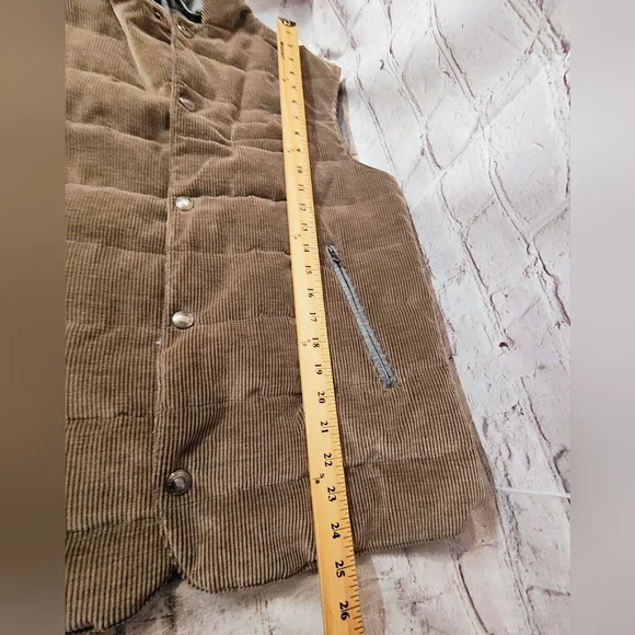 FRADI Down Corduroy Hooded Mens Vest Beige Grey Sz 52